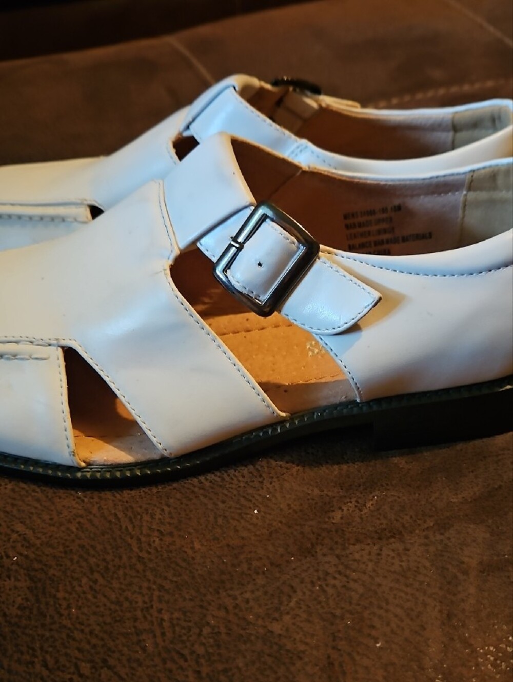 Stacy Adams White Leather Fisherman-Style Slip-Ons Sandal 10M - Picture 16 of 17